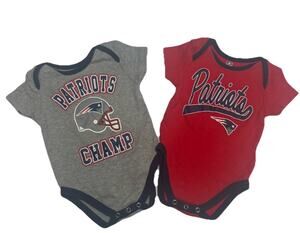 NFL New England Patriots Baby Bodysuit Lot of 2 Size 3-6 Months Red Gray
